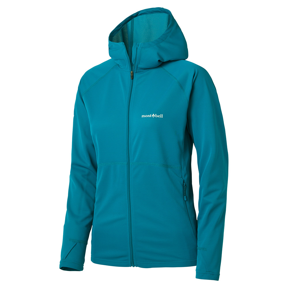 維京山屋戶外用品專賣店- Mont-bell Cool Full-Zip Hoodle 長袖排汗連帽外套女